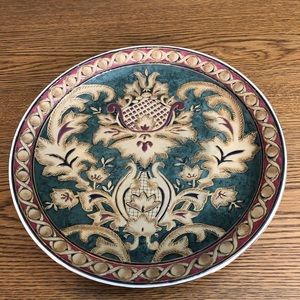Oriental Accents Cloisonné Decorative Plate.   Red, Green, Cream, Navy & Gold